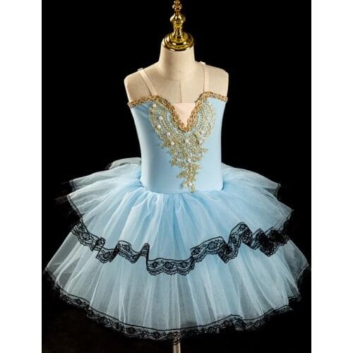 Ballet Tutu Girls Sky Blue Professional Ballet Tutu For Kids Adult Pancake Swan Lake Costumes Carnaval Volwassen Kostuum Dress