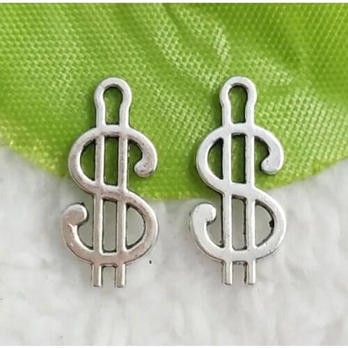 Free Ship 600 pcs Antique silver dollar $ sign charm 17x9mm #4785