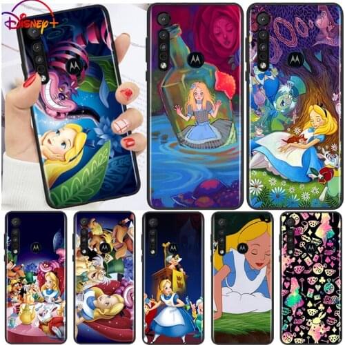 Disney Alice in Wonderland For Motorola G9 G8 G Edge One E7 E6 Power Lite Marco Hyper Fusion Plus Play Black Phone Case Cover
