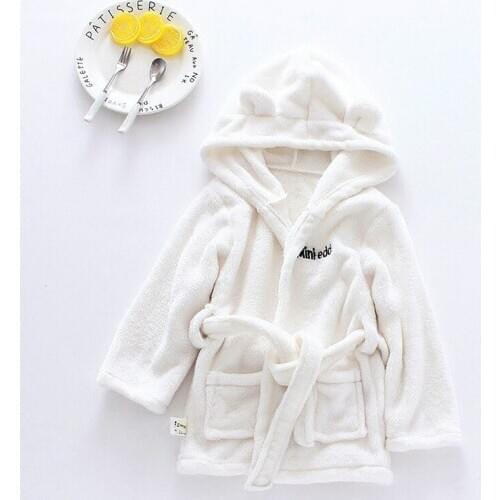 Baby bathrobe Toddler Infant Kid Baby Solid Bathrobe Cotton Plush Hooded Bath Robe Towel Pajamas Sleep Wear Kids Child Nightgown