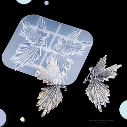 Glossy Mold Angel Wings DIY Resin Crystal Keychains Music Fairy Girl Silicone Molds Handmade Home Decoration