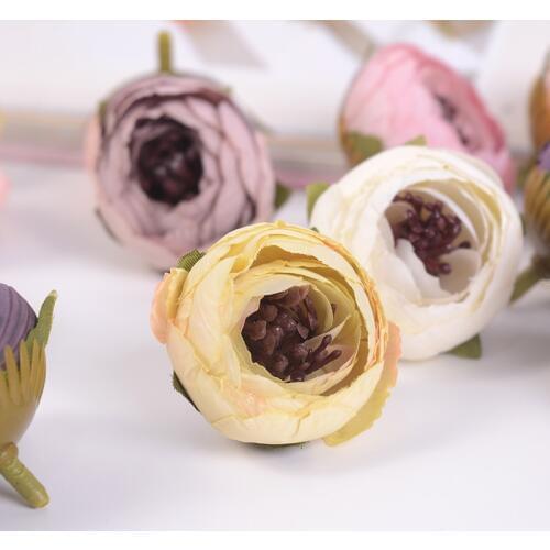 10pcs/lot rose Artificial Flowers head Stamen home Wedding bridal DIY Decoration Handmade Gift Craft Wreath silk party scrapbook