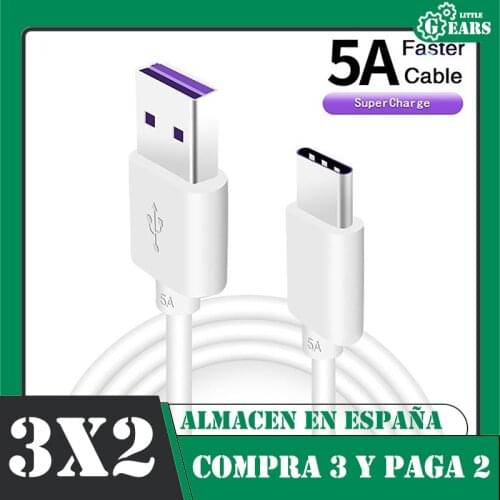 USB Type-C Cable charging Ultra fast 5A 1M 1.5M 2M 3M data Cable Type-C for Huawei Xiaomi Samsung Mobile White