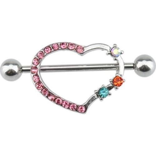 Nipple Ring Heart Gem Dangle Chain Nipple Shield Ring Body Jewelry Nipple Shield Ring Body Jewelry Helix Piercing Barbell