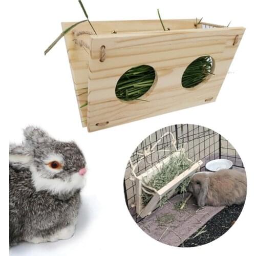 Small Pet Hamster Rabbit Wooden Hay Manger Feeder Rack Holder Food Dispenser hamster accessories brinquedos pet accessories