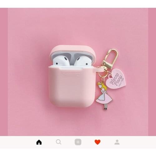 Cute Alice Silicone Case for Apple Airpods Case Accessories Bluetooth Earphone Cartoon Protective Cover Alice Girl Key Ring