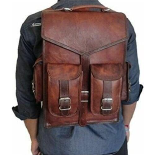 Bag Real Leather Men Backpack Laptop Travel S Vintage Hiking Large Satchel Carry