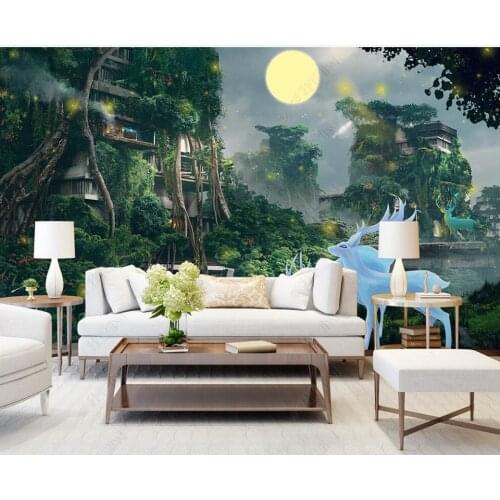 Custom mural 3d photo wallpaper Forest house cartoon deer childrens room home decor wallpaper for walls 3 d in rolls