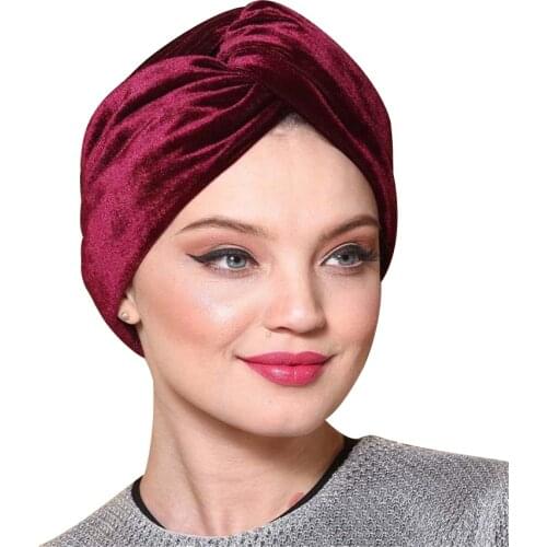 New Winter Velvet Pre-knotted Turban Soild Color Head Wrap For Women Smooth Headscarf Outside Keep Warm Hair Accessories