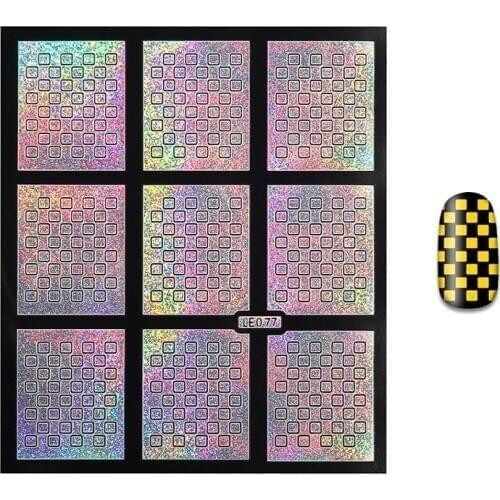 Wholesale Excellent Multiple-Use Nail Sticker LE serial Hollow out Print Stencil Sticker 3D Nail Laser Vinyls Image Guide 500pks