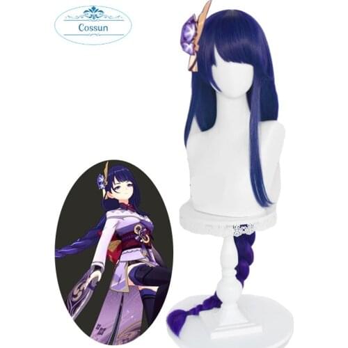 Genshin Impact Baal Cosplay Wig Raiden Shogun Cosplay Wig 100cm Long Graident Purple Braided Wigs Synthetic Hair