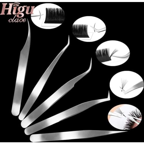Stainless Tweezer Professional Eyebrow Eyelash Extension Grafting Makeup Tools High Precision Anti Acid Tweezers Higuclace