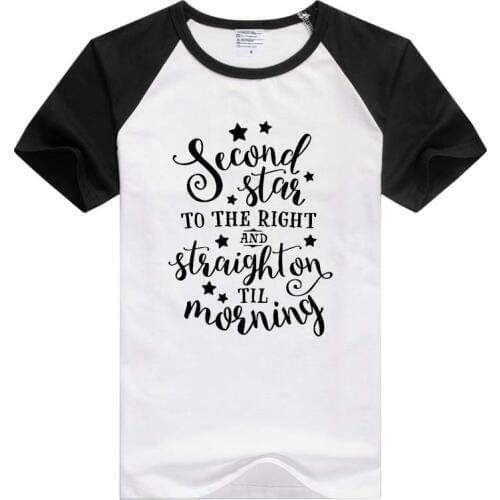 Second Star to the Right short sleeve casual Men Women T-shirt Comfortable Tshirt Cool Print Tops Fashion GA863