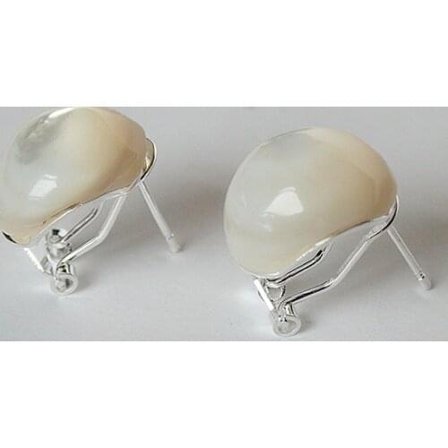 Simple et noble 925 argent 18 mm blanc coquillage perles boucles d'oreilles lady mode bijoux