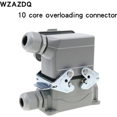 Rectangular plug heavy-duty connector he-010-5 10 core base with cover side protruding from high base with cover 16A