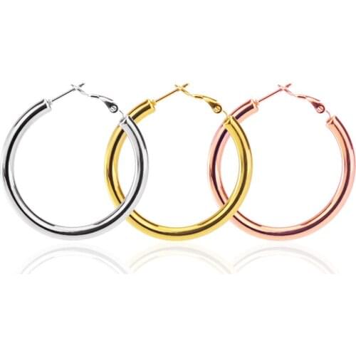 Punk Style Earring Statement Cartilage Chunky Hoop Earrings Big Stainless Teel Jewelry Woman Circle Earring For Women 2021