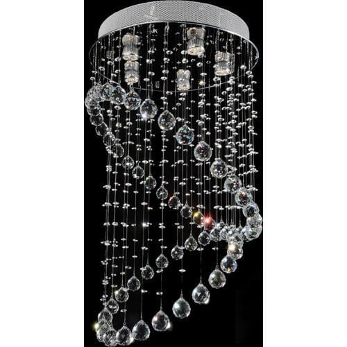 50cm Modern Crystal Lamp Chandelier Fixture Lighting GU10 Luxury Stair Round Rain Drop Light Restaurant Bedroom Living Room P502