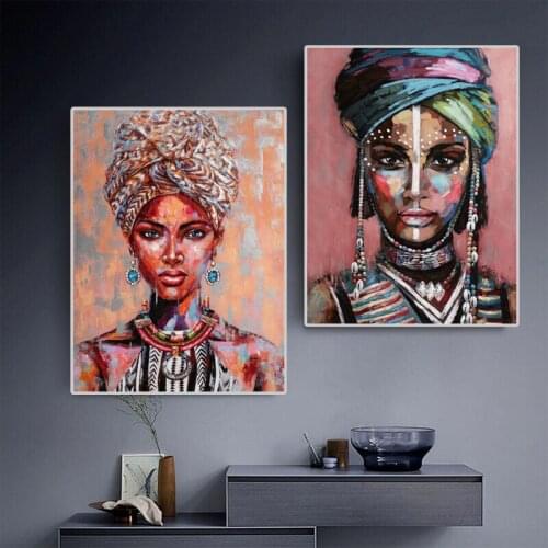 Modern Art Canvas Painting African Black Woman Posters and Prints Scandinavian Wall Pictures For Living Room Home Decor Cuadros