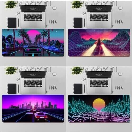 FHNBLJ High Quality Neon Retrowave synthwave digital Natural Rubber Gaming mousepad Desk Mat Rubber Computer Gaming mousepad