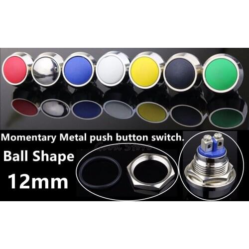 1PCS/3PCS Momentary 12mm Push Button Switch Colored switches Spherical Stainless Steel Car Modification Horn Doorbell Switch
