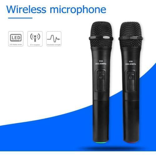 2Pcs 268.85Mhz/262.85Mhz Smart Wireless Microphones Black for Studio Recording Karaoke Handheld Karaoke Mic with USB Receiver