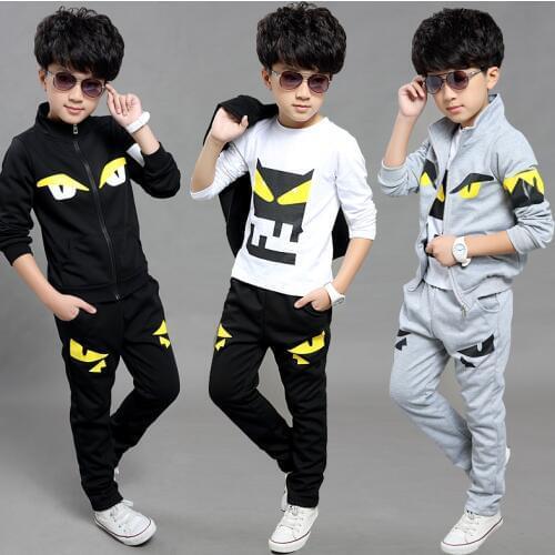 2020 Spring Fall Childrens Clothing 3 Pcs Set Little Monsters Boys Long-Sleeved Clothes Kids Coat + Tops + Pants Tracksuit X313