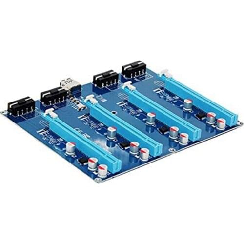 AU42 -PCI-E X1 to 4PCI-E X16 Expansion Kit 1 to 4 Port PCI Express Switch Multiplier HUB Riser Card for BTC Miner Expansion