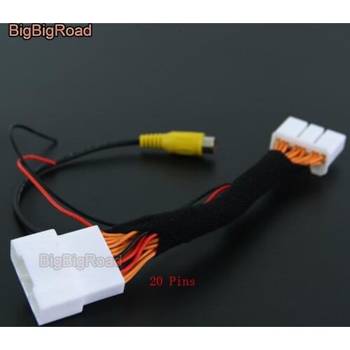BigBigRoad Car Rear View Camera 20 Pins RCA Adapter Connector Wire Cable For Mazda 3 Mazda3 MB Hatchback 2014 2015 2016 2017