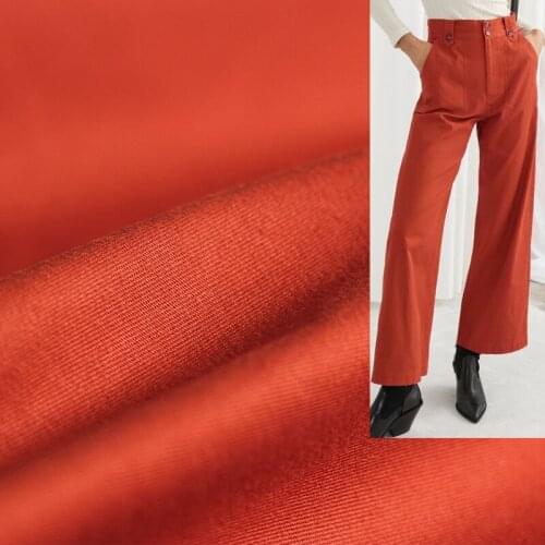 White waxberry Orange Elastic Single-Yarn Drill Cotton Fabric GarmentMaterial Women Pants Windcoat DIY Sewing Cloth Freeshipping