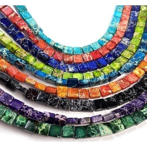 Natural Emperor Stone Beads Square Shape Semi-precious Loose Beads for Jewelry Making DIY Fit Necklace Bracelet Size 6x6x3mm