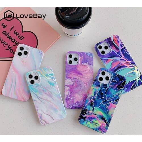 Gradient Color Marble Phone Case For iPhone 11 12 Pro Mini 7 8 Plus SE 2020 X XR XS Max Laser Vintage Stone Soft IMD Back Cover