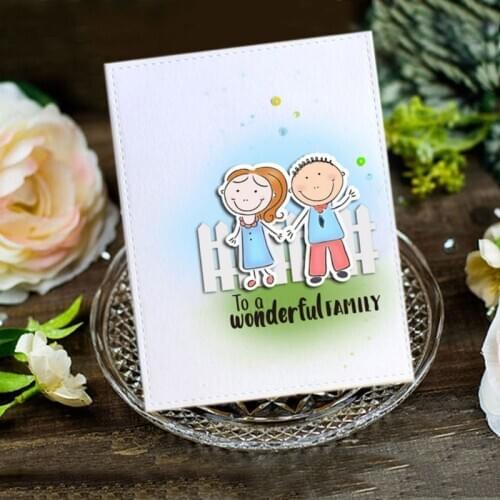 Girl Boy Seal Stamp with Cutting Dies Stencil DIY Scrapbooking Embossing Photo Album Decor Paper Card Craft