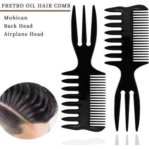 Retro Oil Head Brush Double-sided Wide Tooth Fork Comb Barbershop Fishbone Hair Brush Special Styling Tool for Barbers