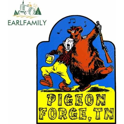 EARLFAMILY 13cm X 9.6cm For Pigeon Forge Tennessee Caricature Sticker Decal Occlusion Scratch Pull Flower Suitable For VAN RV