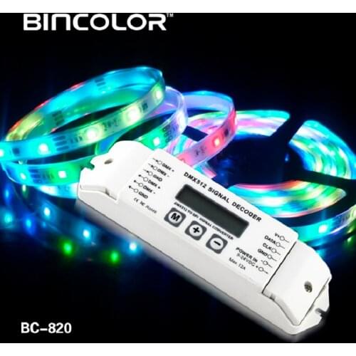 BC-820 DMX512 Controller DMX to SPI Signal Decoder convertor for led pixel light LPD6803 8806 WS2811/ 2801 WS2812B 9813 DC5V-24V