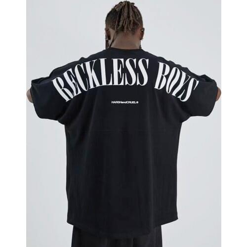 Men Tshirt Loose Half Sleeve Letter Printed High Street Hip Hop Streetwear for Men Casual Daily Wear