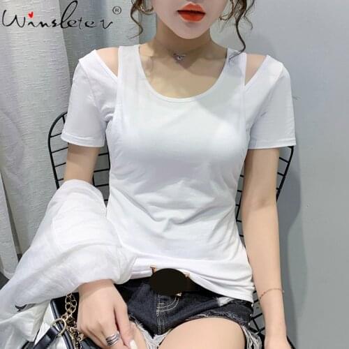 Cotton T Shirt Women 2020 Summer Slim Tshirt Solid Short Sleeve Top Tees Female Clothes Camisetas Verano Mujer футболка T05203B