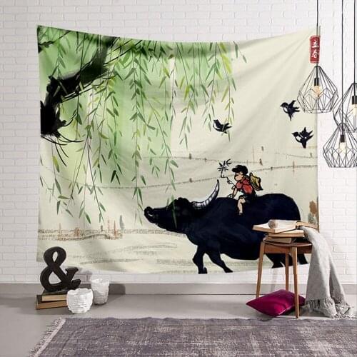 Chinese Style Tapestry Fabric Decor Season Wall Hanging Blanket Beach Towel Large Mat Yoga 200x150cm Bedspread Gifts