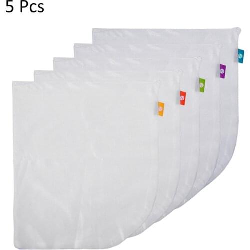 Reusable Produce Bag For Fruits And Veggies White Washable Bags For Grocery Shopping Storage Sundries Organizer Household