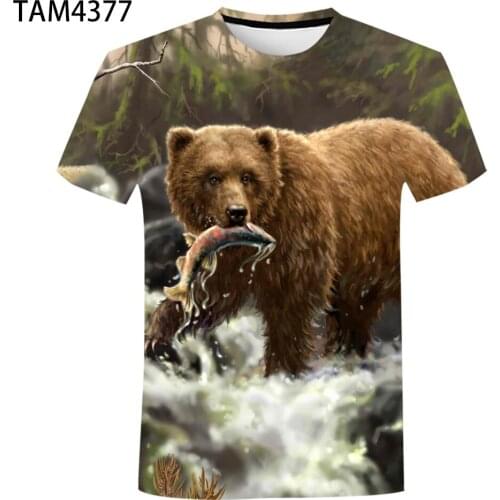 Mens Animal T-Shirt Bear 3D Printing Cartoon Funny Short Sleeve O-Neck Boys Girls Children Street Harajuku Summer Oversized Top