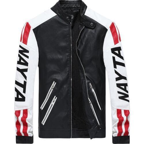 New Men Baseball Embroidered Jacket Leather Pu Coats Slim Fit Fleece Luxury Pilot Jackets Mens Stand Collar Top Jacket Coat