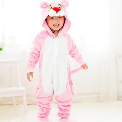 New Childrens Animal Pajamas Winter Warm Girl Boy Kids Pajama Cartoon Panther Stitch Panda Cosplay onesie Hooded Cute Sleepwear