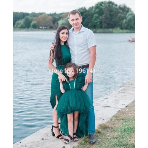 Green Puffy Ball Gowns Flower Girls Dresses Scoop Bows Birthday Party Girls Pageant Gowns First Christening Communion Dress