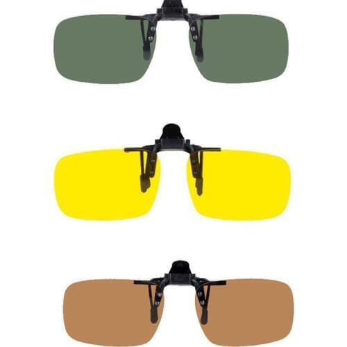 Polarized Clip On Sunglasses Driving Night Vision Lens Sun Glasses Male Anti-UVA UVB For Men Women With Case & Glasses Cloth
