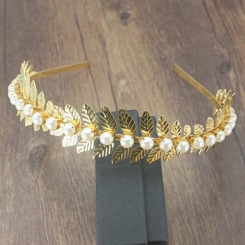 Handmade Baroque Gold Leaf Crystal Headband Leaves Headpiece Tiara Hairband For Women Forehead Hair Jewelry Wedding Accessories