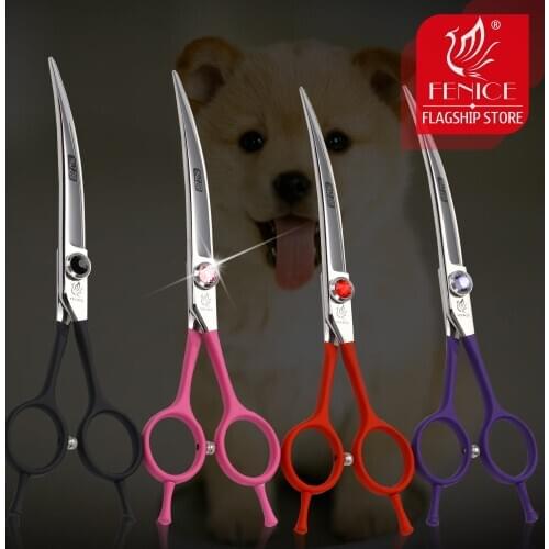 Fenice professional 6.5 inch pet scissors in dog scissors curved grooming scissors cutting shears makas tijeras