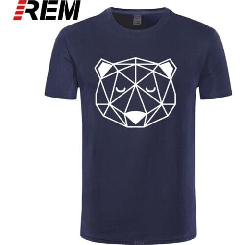 REM Geometric Brown Bear Head T-shirt New Nordic Animal Woodland Bear Tshirt Fashion Creative Design T shirts Casual Tops Tees