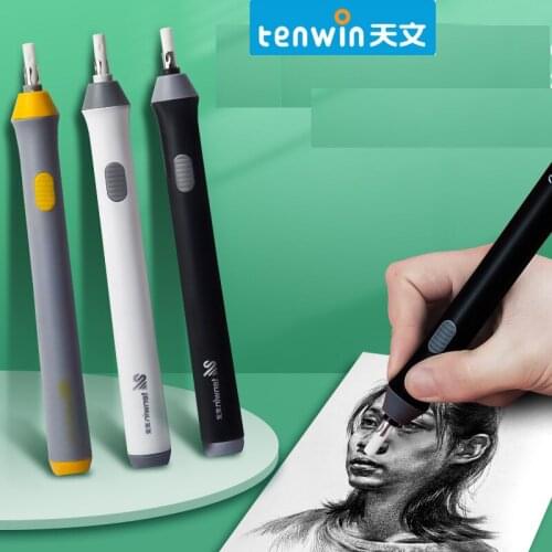 Tenwin Adjustable Length Electric Rubber Eraser Rubber Refills Battery Powered For Sketch Drawing Erasing Stationery Supplies