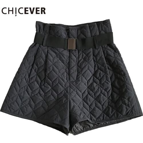 CHICEVER Korean Shorts For Women High Waist Sashes Pockets Minimalism Plus Size Cotton Loose Short Female 2020 Fashion Clothing