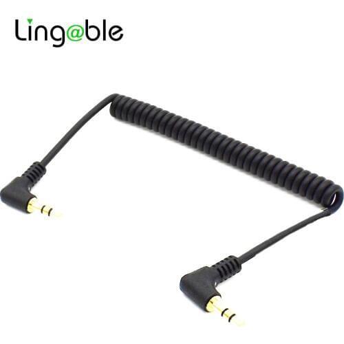 Lingable 3.5mm Coiled Audio Cable Jack Right Angle 90 Degree 3.5mm Aux M/ M Cable for Mobile Car Line MP4 Player 3.5 mm AUX Cord